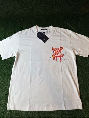 White Short-Sleeve Tee with Red & Yellow logo